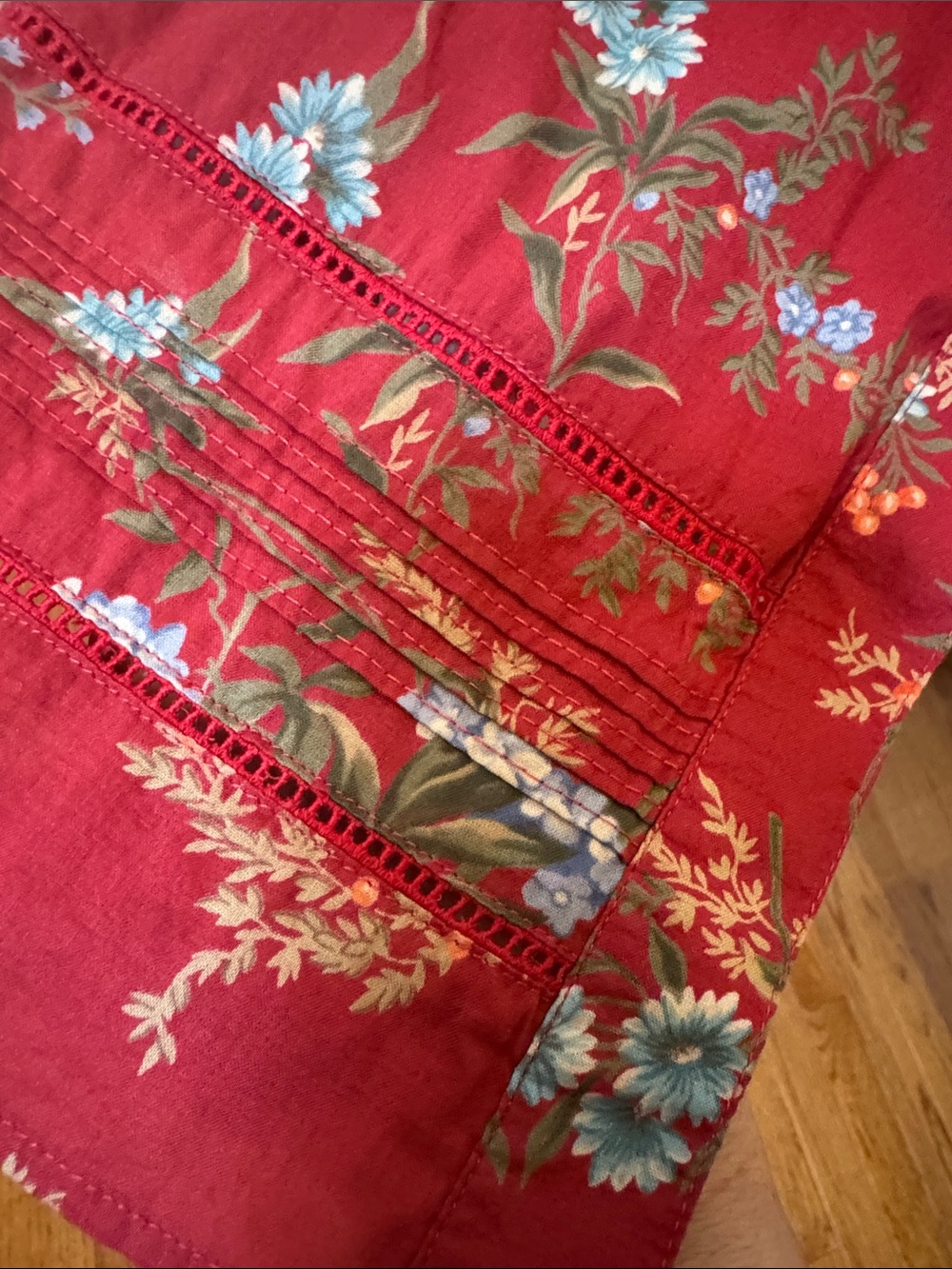 Vintage Lauren Ralph Lauren Indian cotton Floral Midi Snap-Front Skirt - Picture 4 of 8